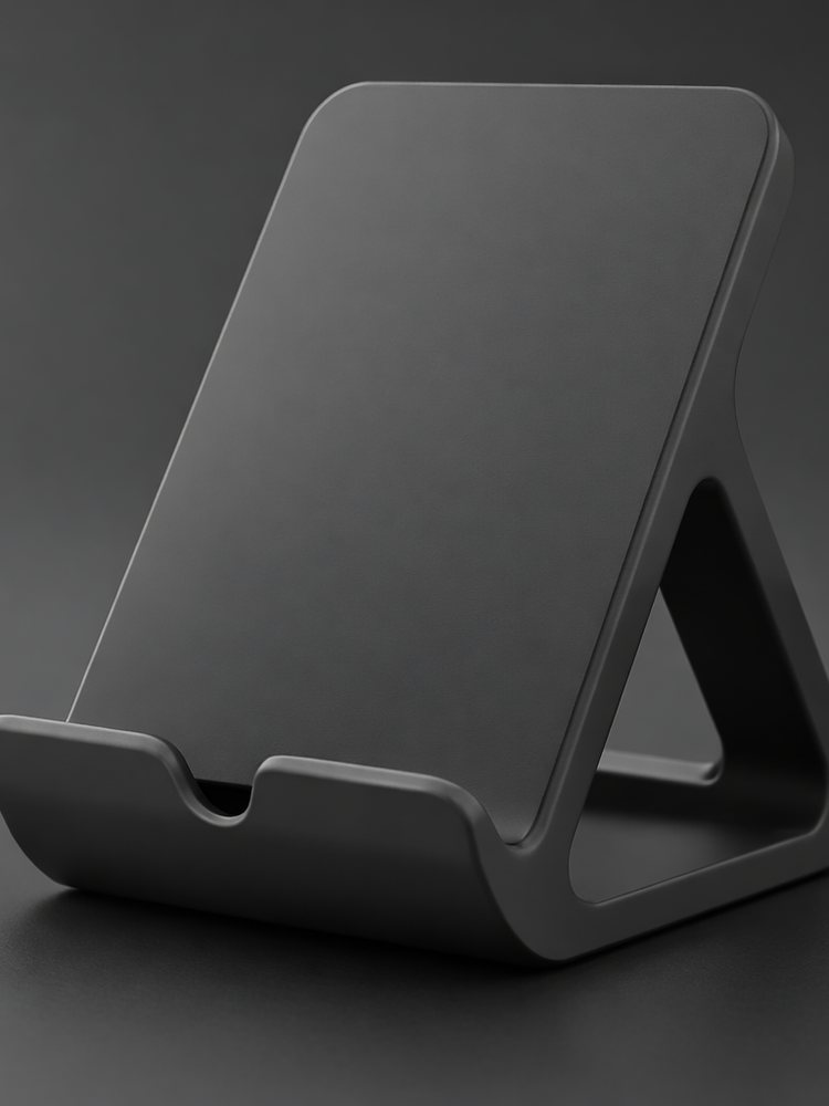 Angled phone stand in matte black